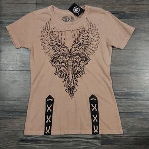 Affliction Shirt Retro Gothic Vintage T-shirt Womens S Biker Punk Y2K Tee